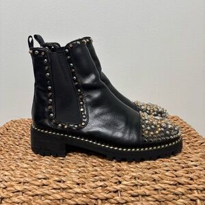 Black Studded Boots EU 38. Red Bottoms.